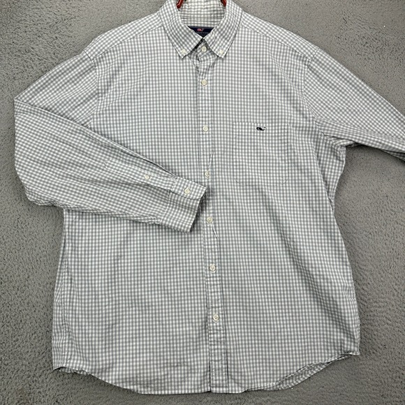 Vineyard Vines Mens Classic Fit Tucker Shirt XL Gray White Check Pocket Stretch